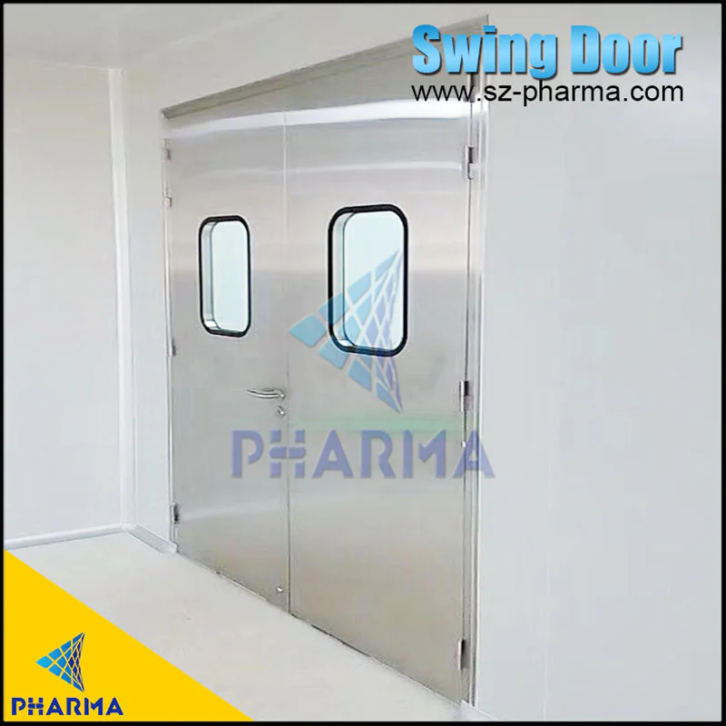 Double Swing door made of 5 mm HPL panelsRAL5015